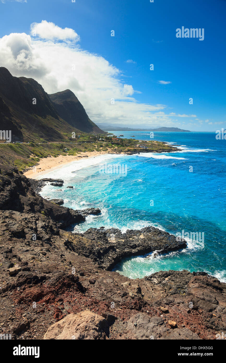 Ee.Uu., Hawai, Oahu, Makapuu Point, la tortuga y el conejo Islas Foto de stock