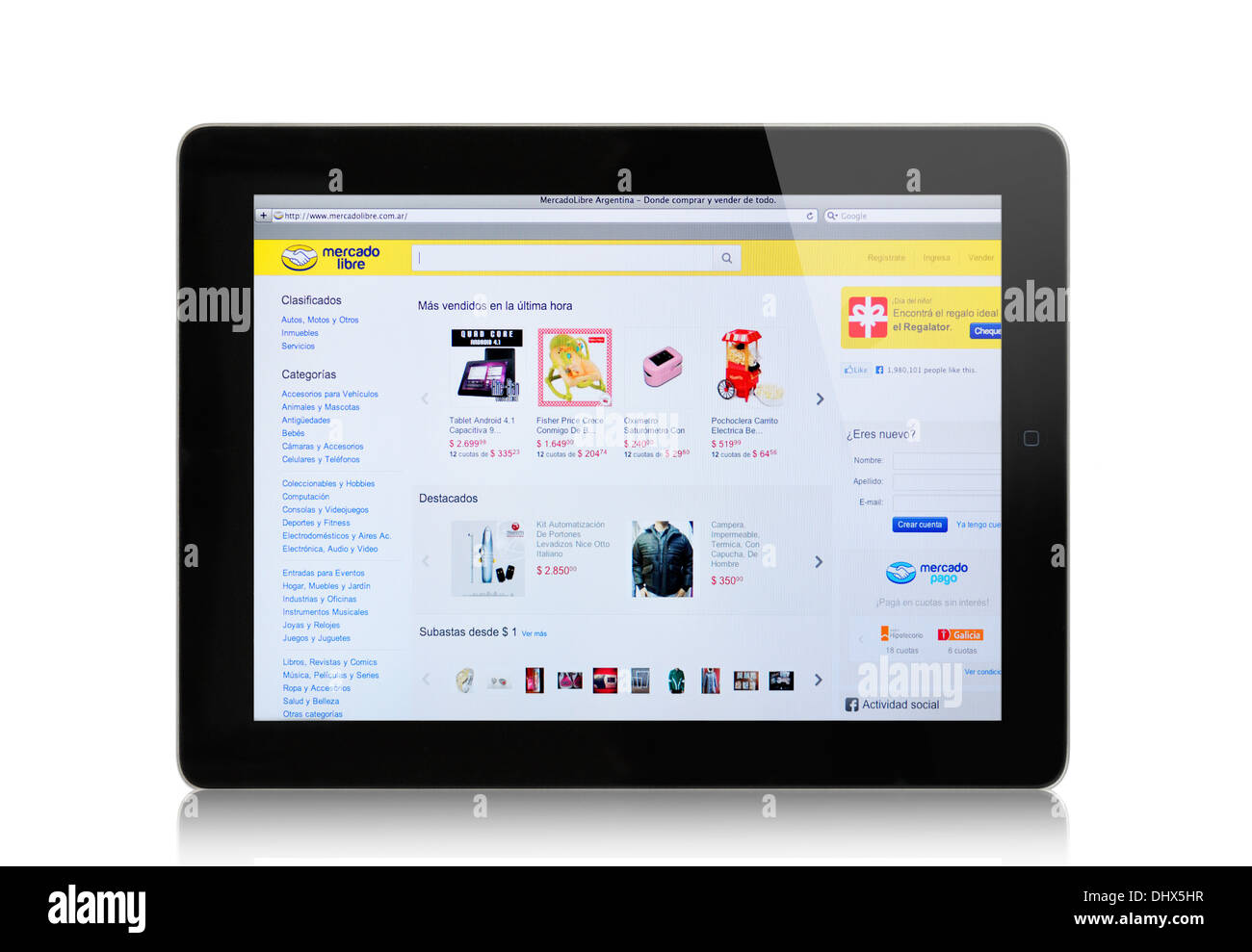 Mercado Libre sitio web de compras online en el iPad pantalla Foto de stock