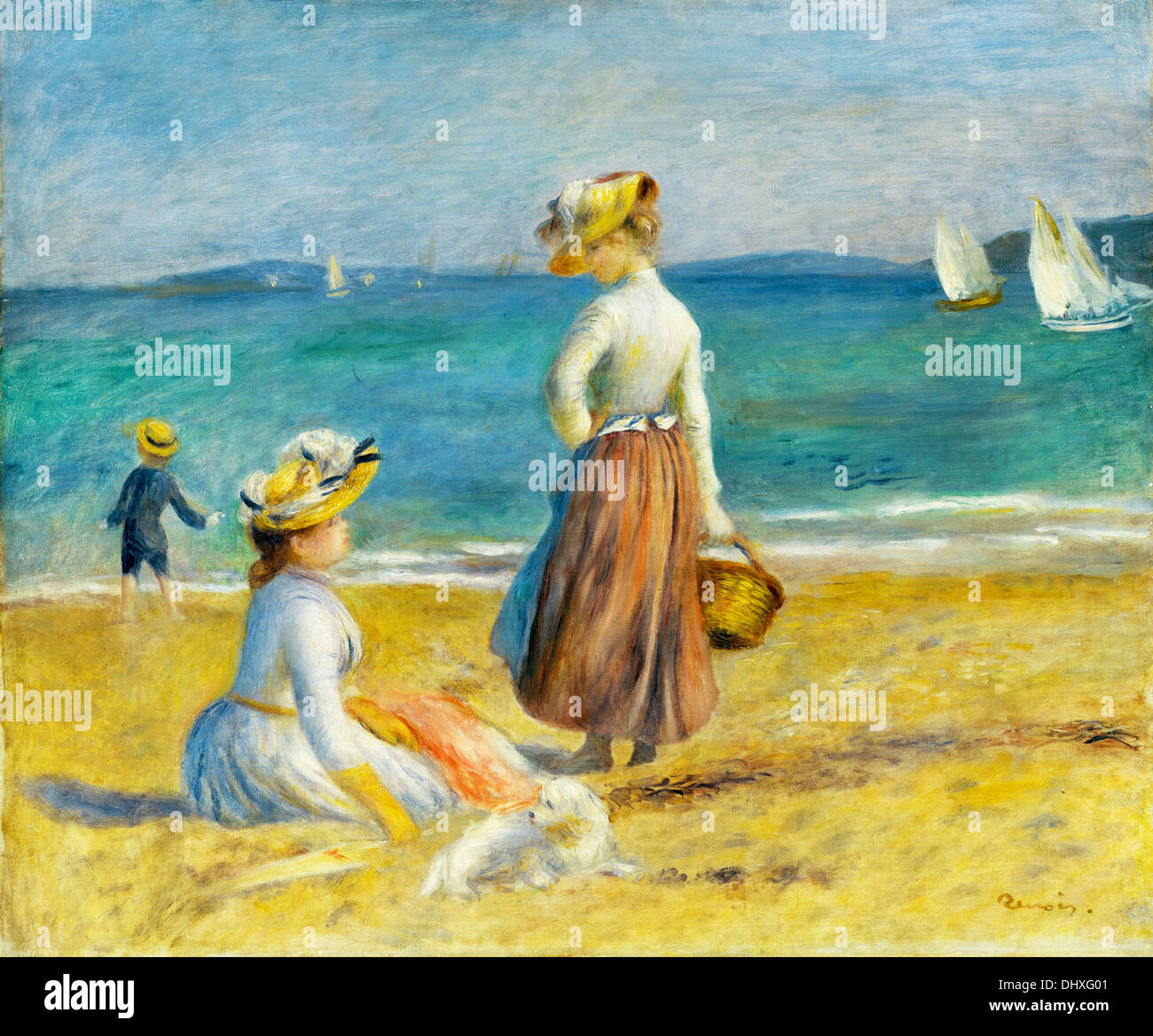 Las cifras sobre la playa - por Auguste Renoir, 1890 Foto de stock