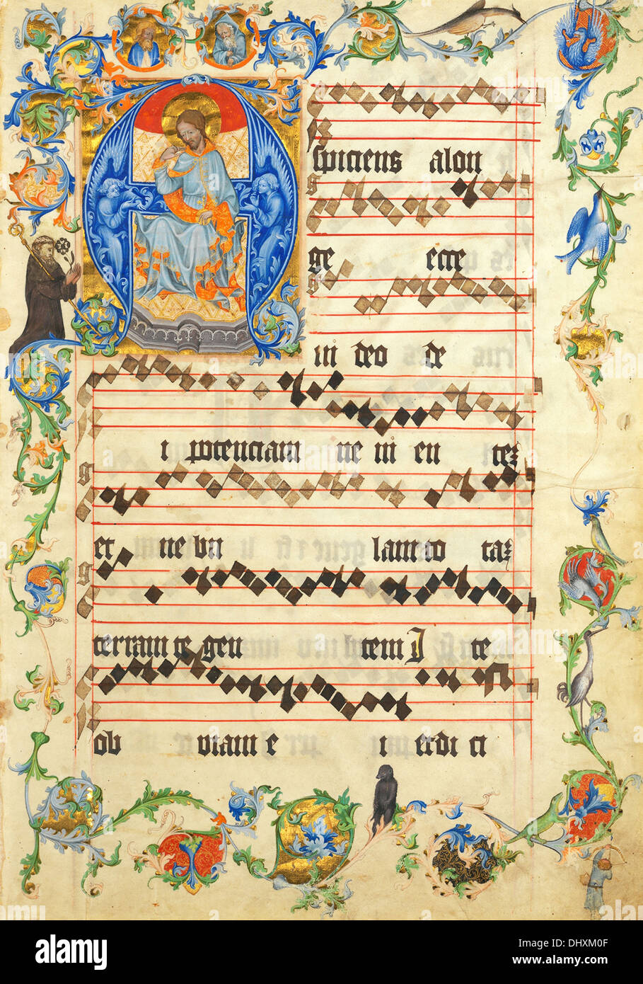 Cristo en majestad en un inicial ( Bifolium desde un del Antiphonaire ), 1405 Foto de stock