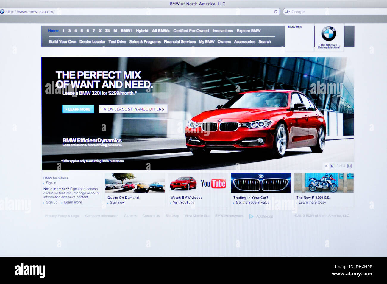 Sitio web del fabricante de automóviles alemán BMW Foto de stock