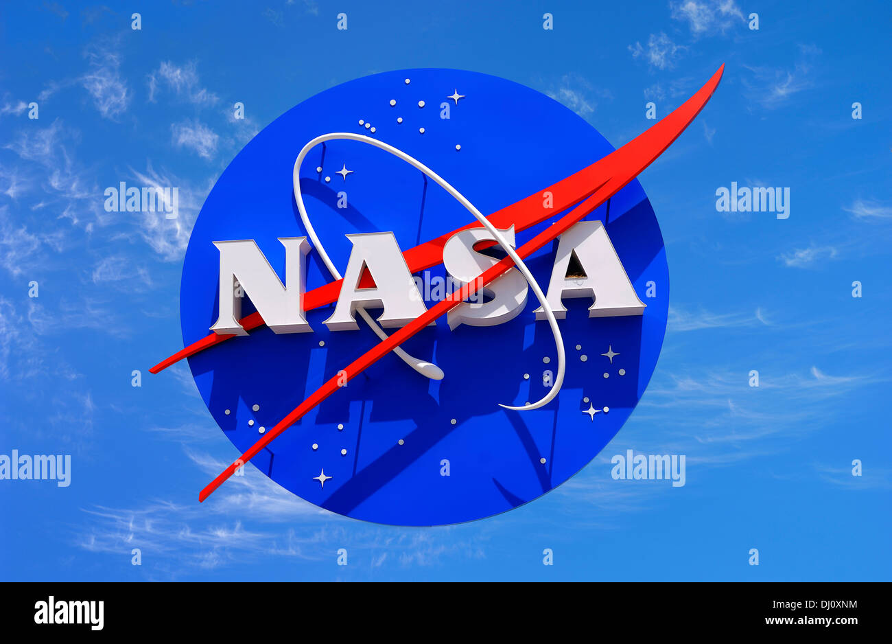 La insignia de la NASA en el Centro Espacial de Florida. Ee.Uu.. Administración Nacional de Aeronáutica y del espacio. Foto de stock