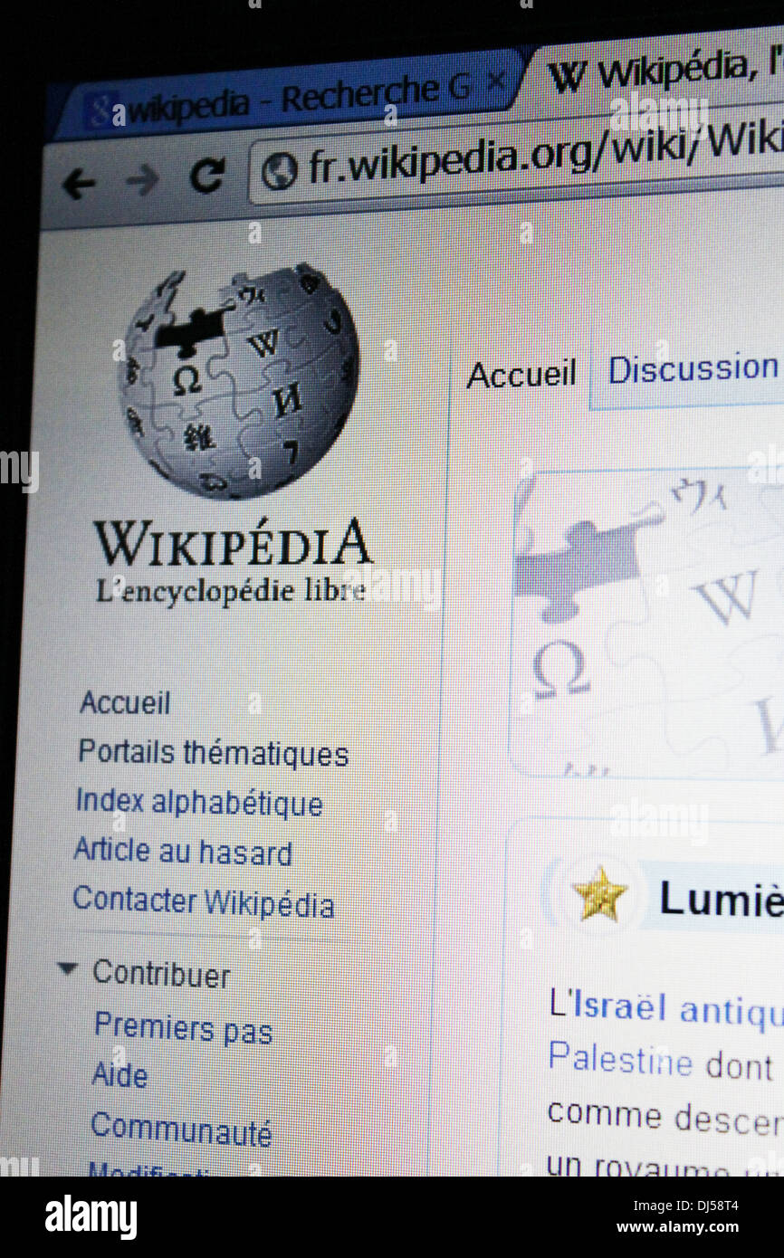 Sitio web de la enciclopedia libre Wikipedia. Foto de stock