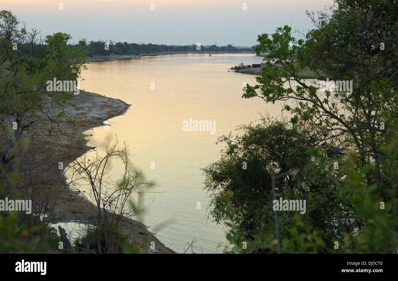 Atardecer en el río Chobe, Botswana Foto de stock