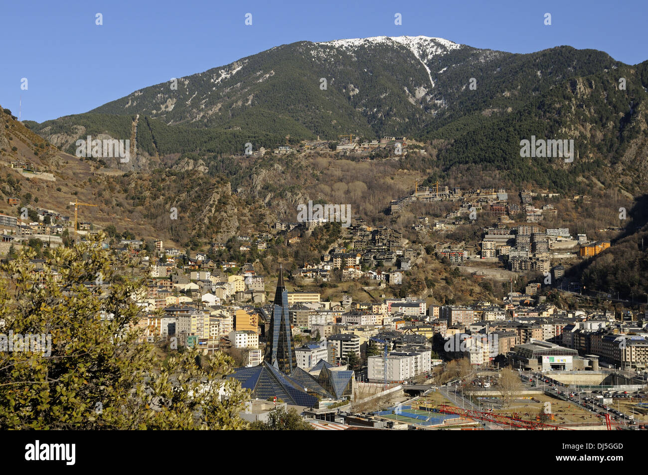 Vista de Escaldes-Engordany, Andorra Foto de stock