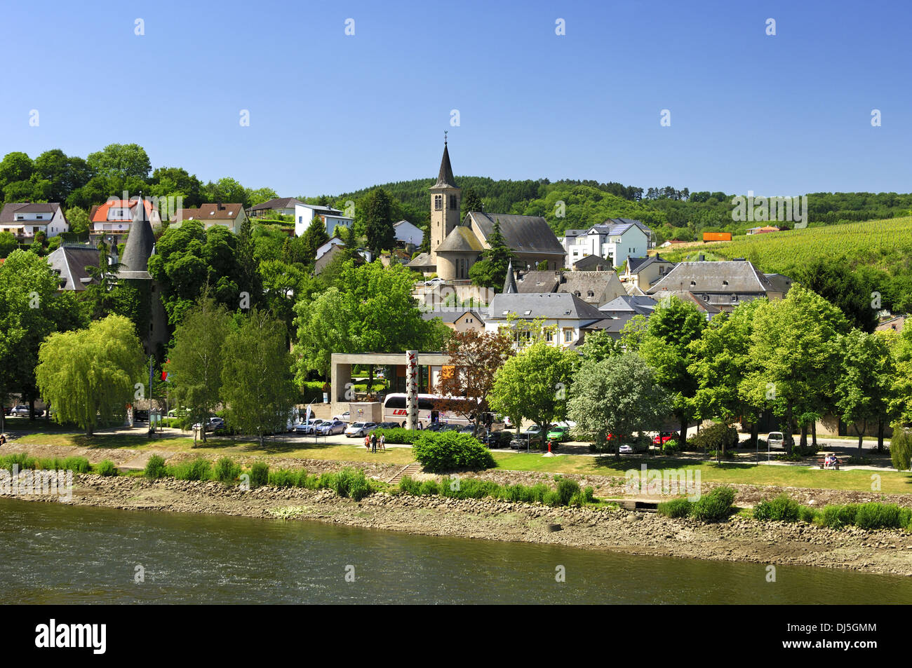 Schengen en el río Mosela, Luxemburgo Foto de stock