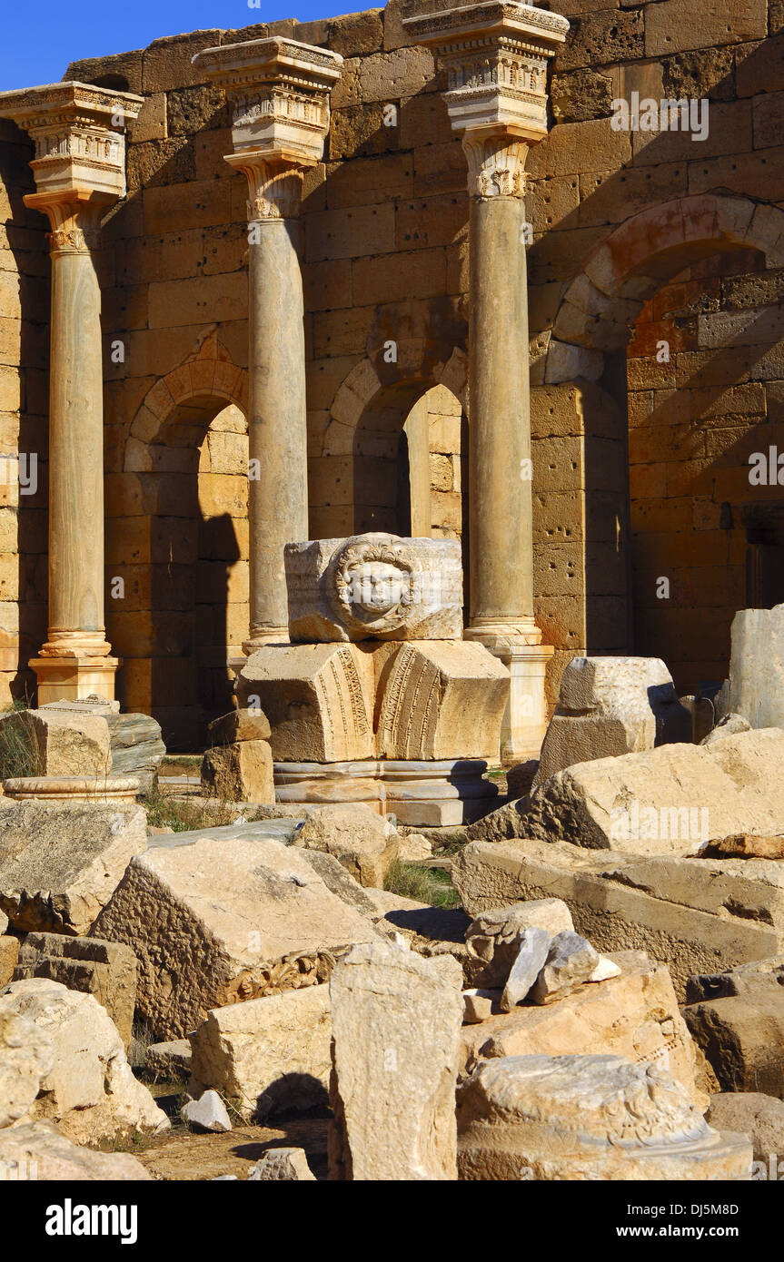 Meduse, Leptis Magna, Libia Foto de stock