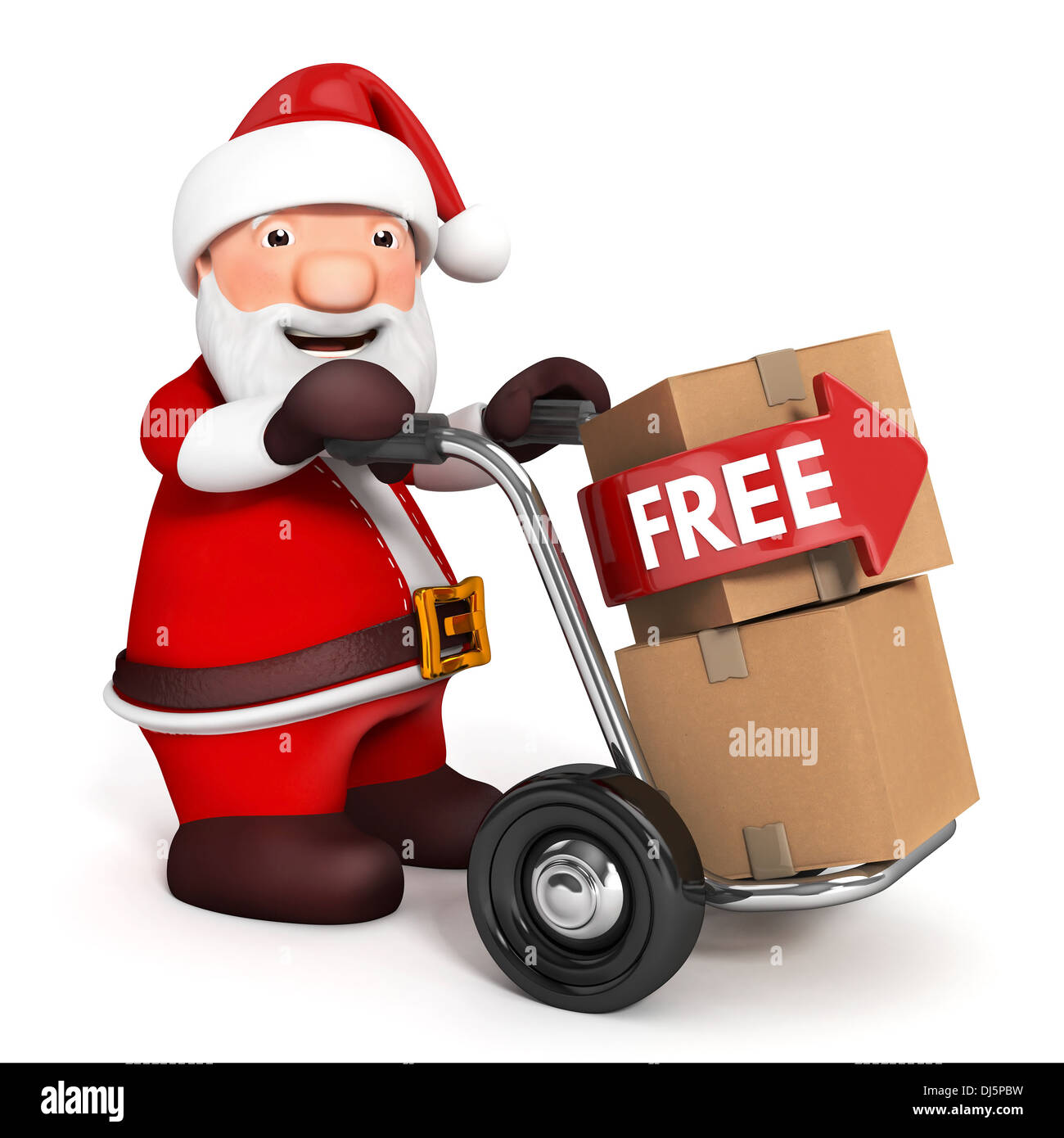 3d Santa Claus con caja de cartón Fotografía de stock - Alamy