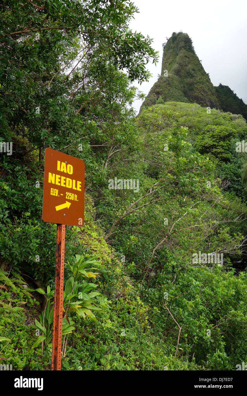 La IAO Needle es una atracción turística popular en Maui Foto de stock