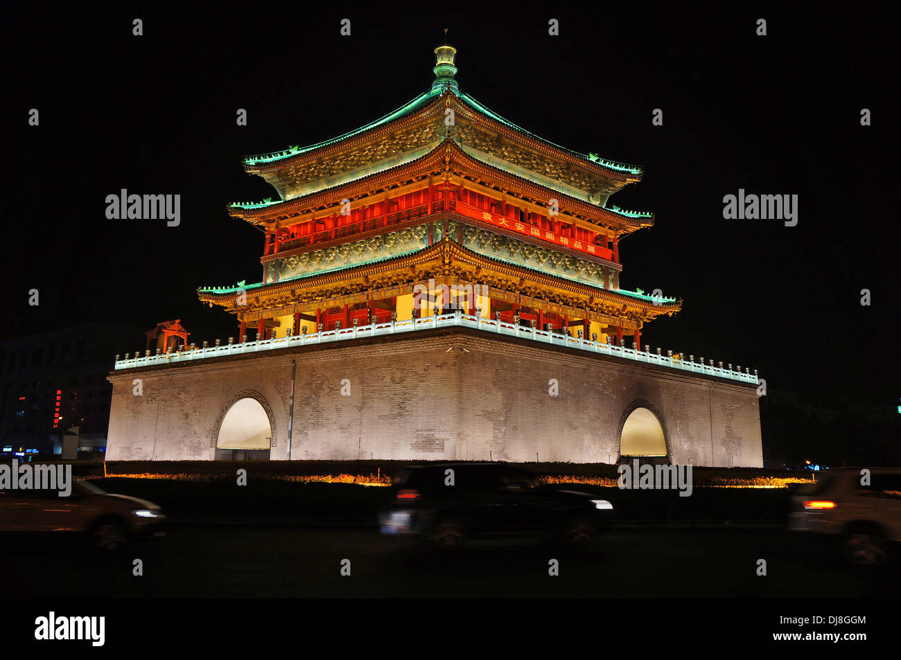 Xi'an el Campanario de noche, Xi'an, China Foto de stock