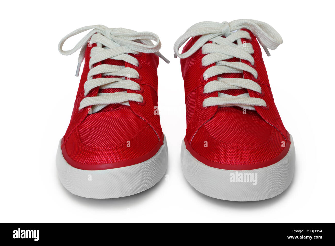 Lienzo rojo zapatos de goma Foto de stock