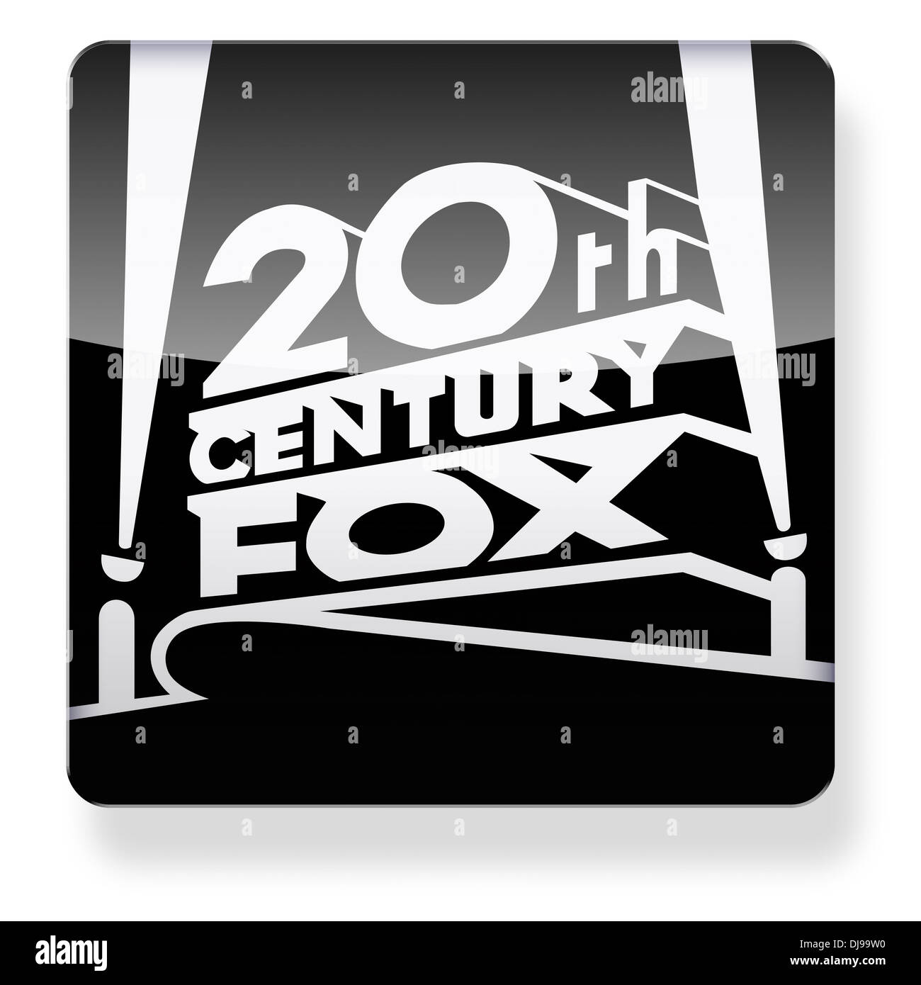 Logotipo de la 20th Century Fox como el icono de una aplicación. Trazado de recorte incluido. Foto de stock