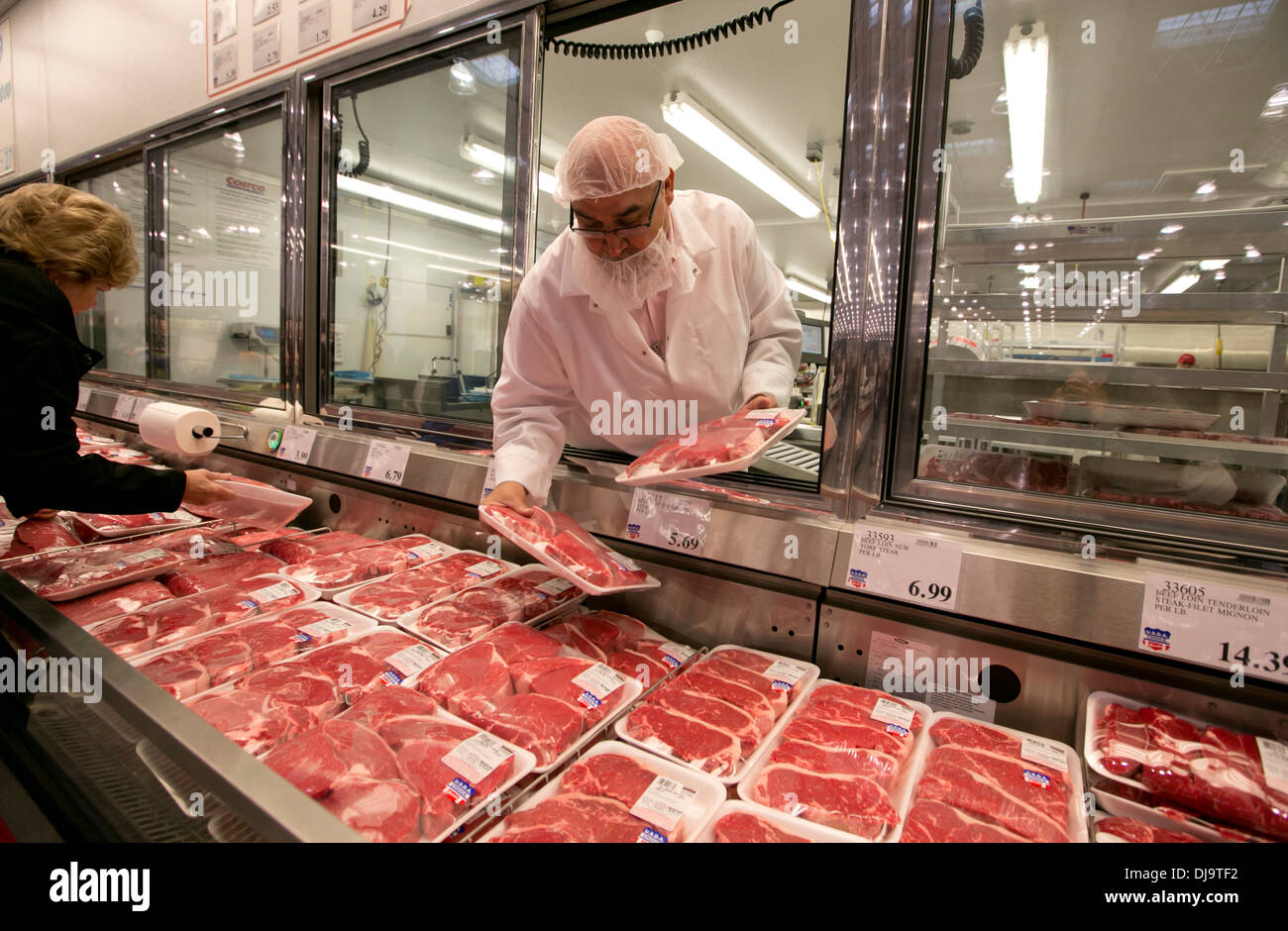 Empleados hispanos vistiendo las existencias netas de cabello de