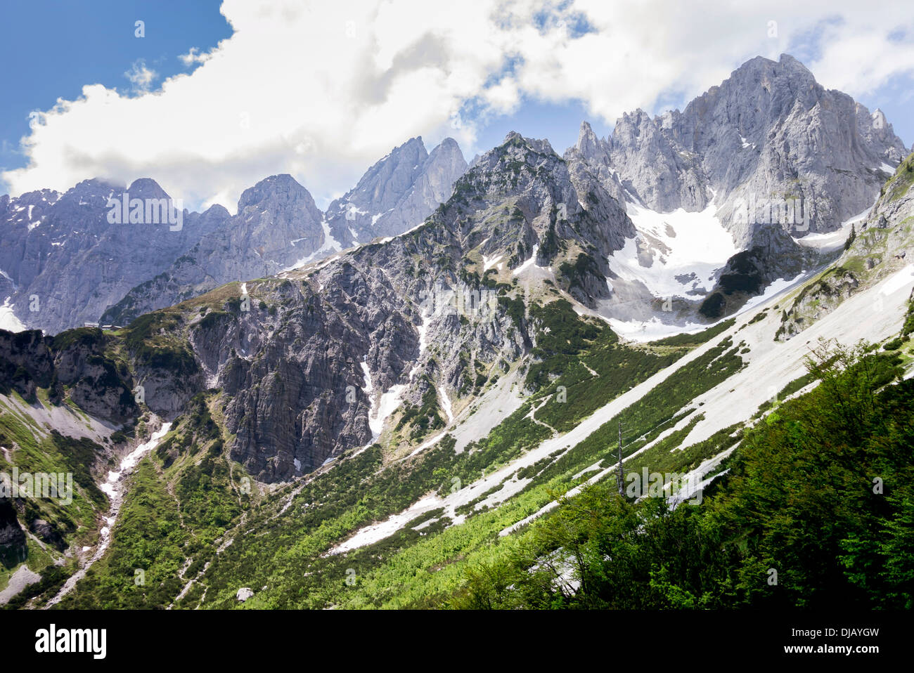 Wilder Kaiser, montañas Kaisergebirge, cerca de Ellmau, Tirol, Austria Foto de stock