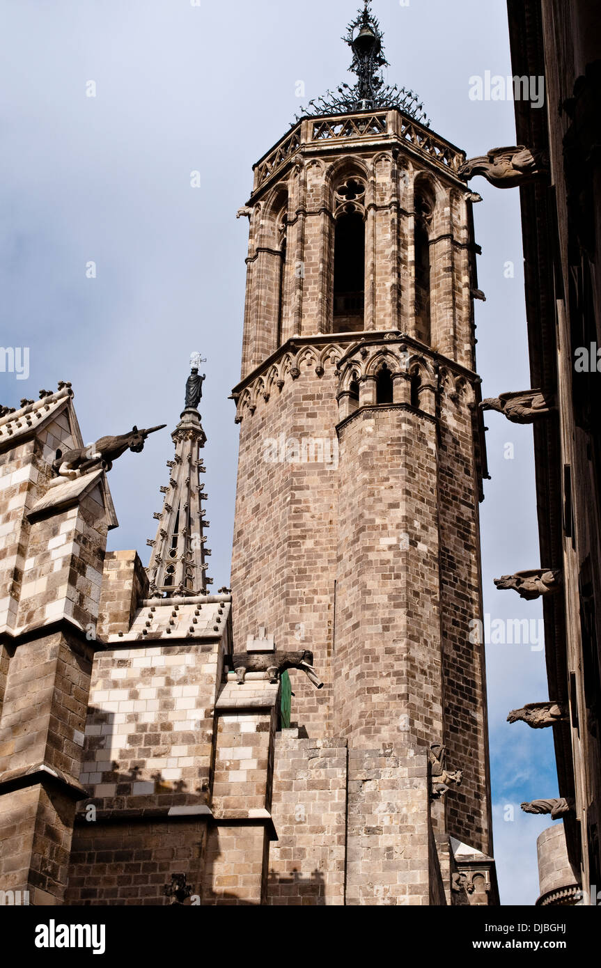 Torre Mirador del Rei Martí - Atalaya del Rey Martín, el Palau Reial Major, Barcelona, España Foto de stock