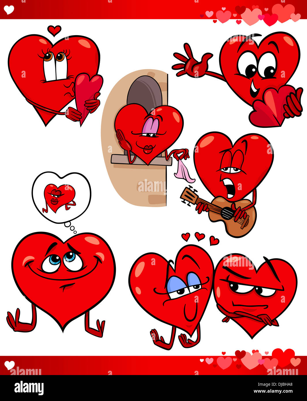 Ilustración de dibujos animados lindo Día de San Valentín y el amor  colección Themes con divertidos Corazones Fotografía de stock - Alamy