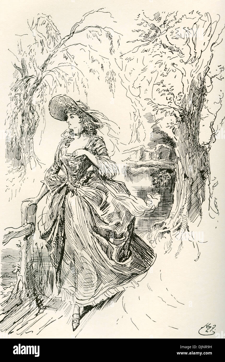 Miss Haredale. Ilustración por Harry Furniss de la novela de Charles Dickens Barnaby Rudge. Foto de stock
