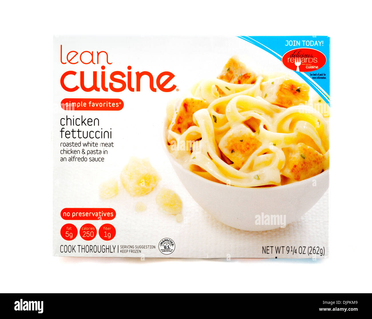 Lean Cuisine Fettucini de pollo congelados bajos en calorías comida preparada, EE.UU. Foto de stock