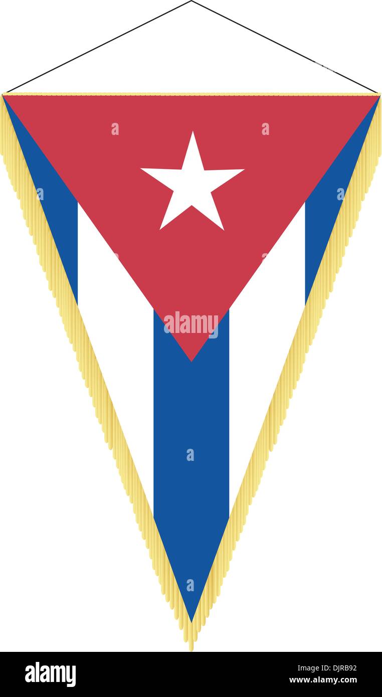 Imagen vectorial de un banderín con la bandera nacional de Cuba Ilustración del Vector