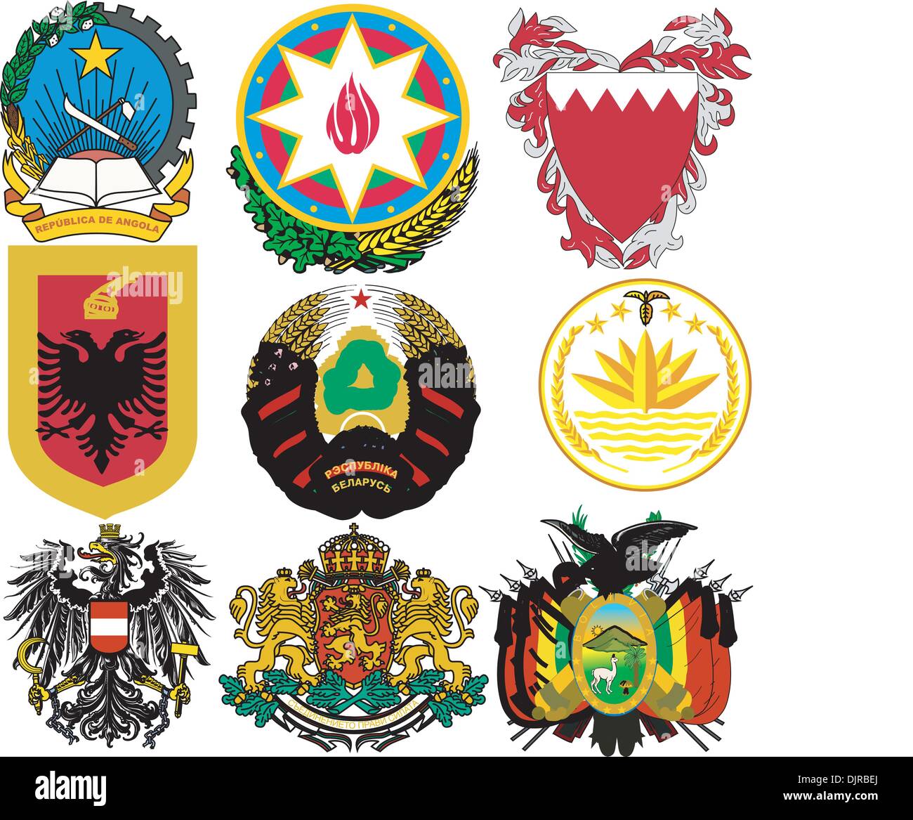 Set de vectores de escudos de armas del mundo Imagen Vector de stock