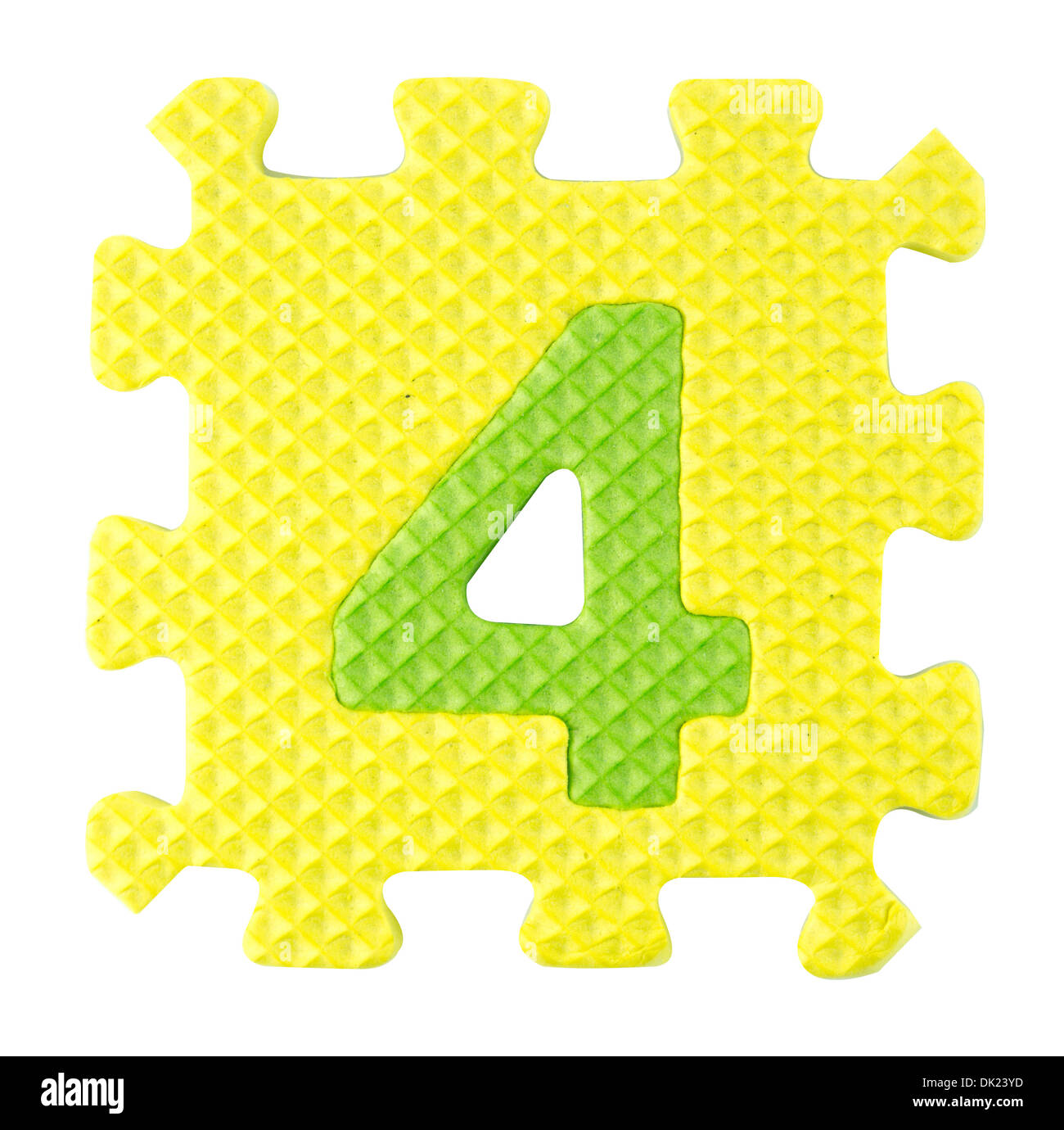 Número cuatro, alfabeto rompecabezas isloated sobre fondo blanco , con trazado de recorte. Foto de stock