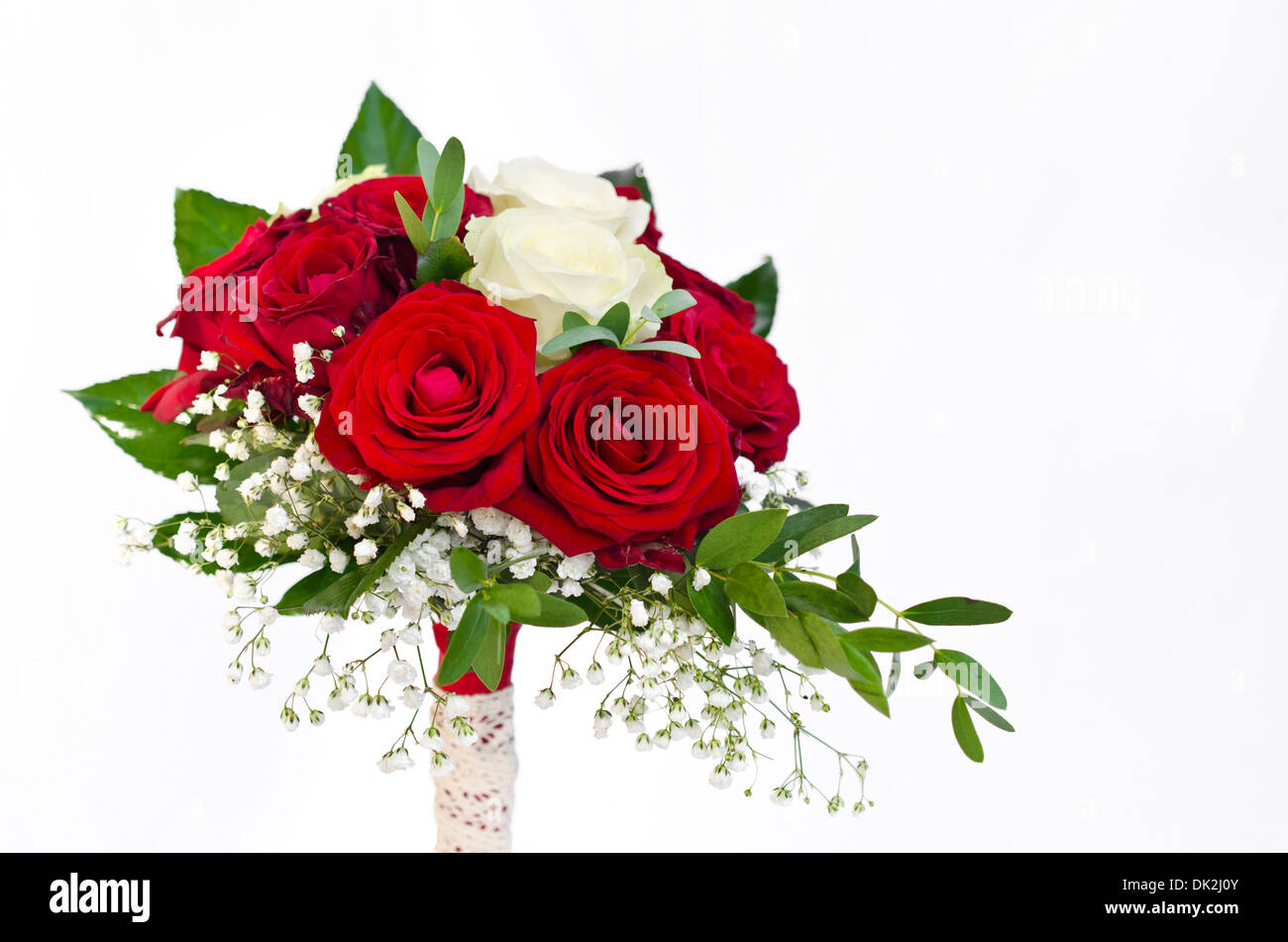 Boda nupcial ramo de rosas blancas y rojas Foto de stock