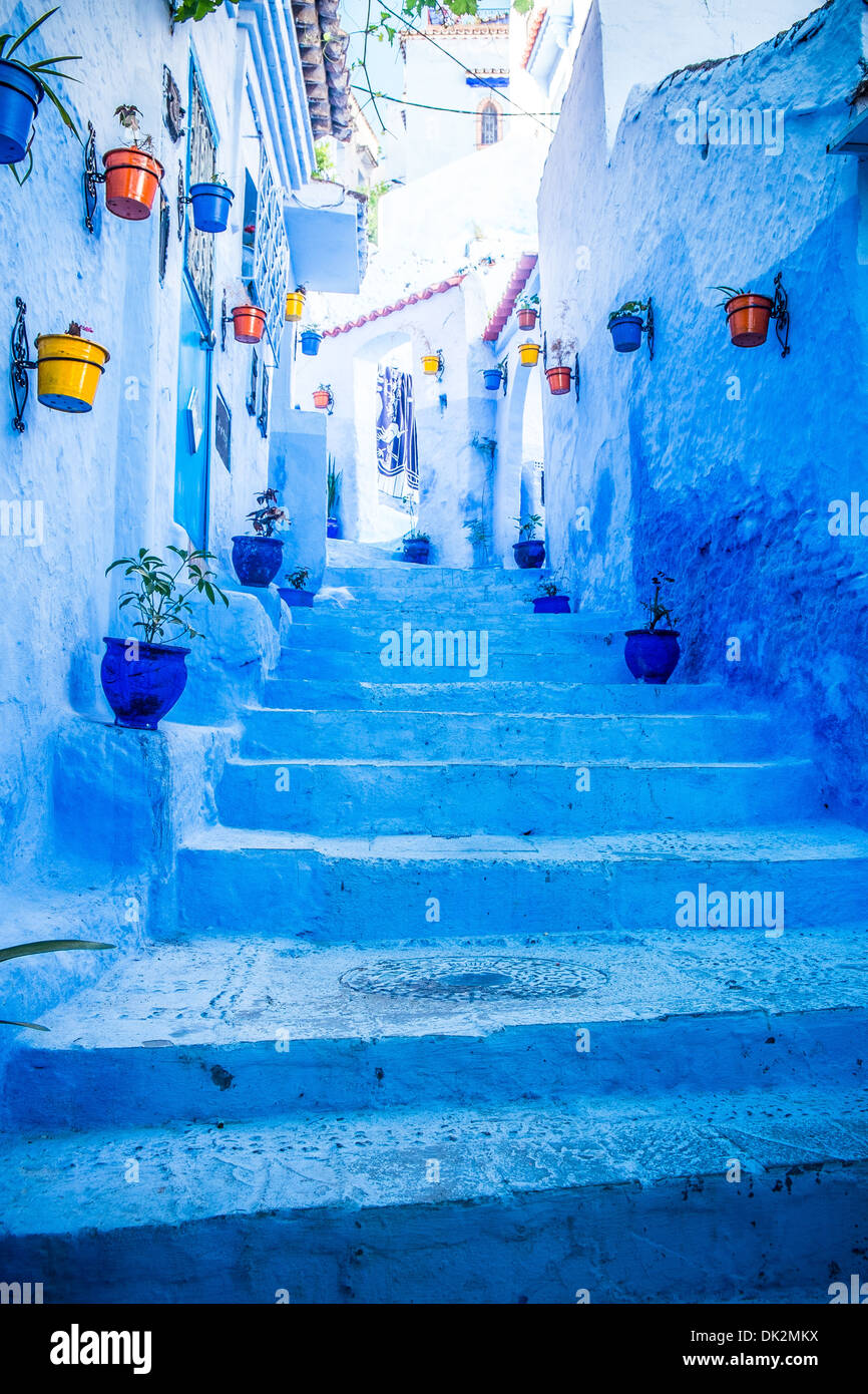 El hermoso azul medina de Chefchaouen en Marruecos Foto de stock