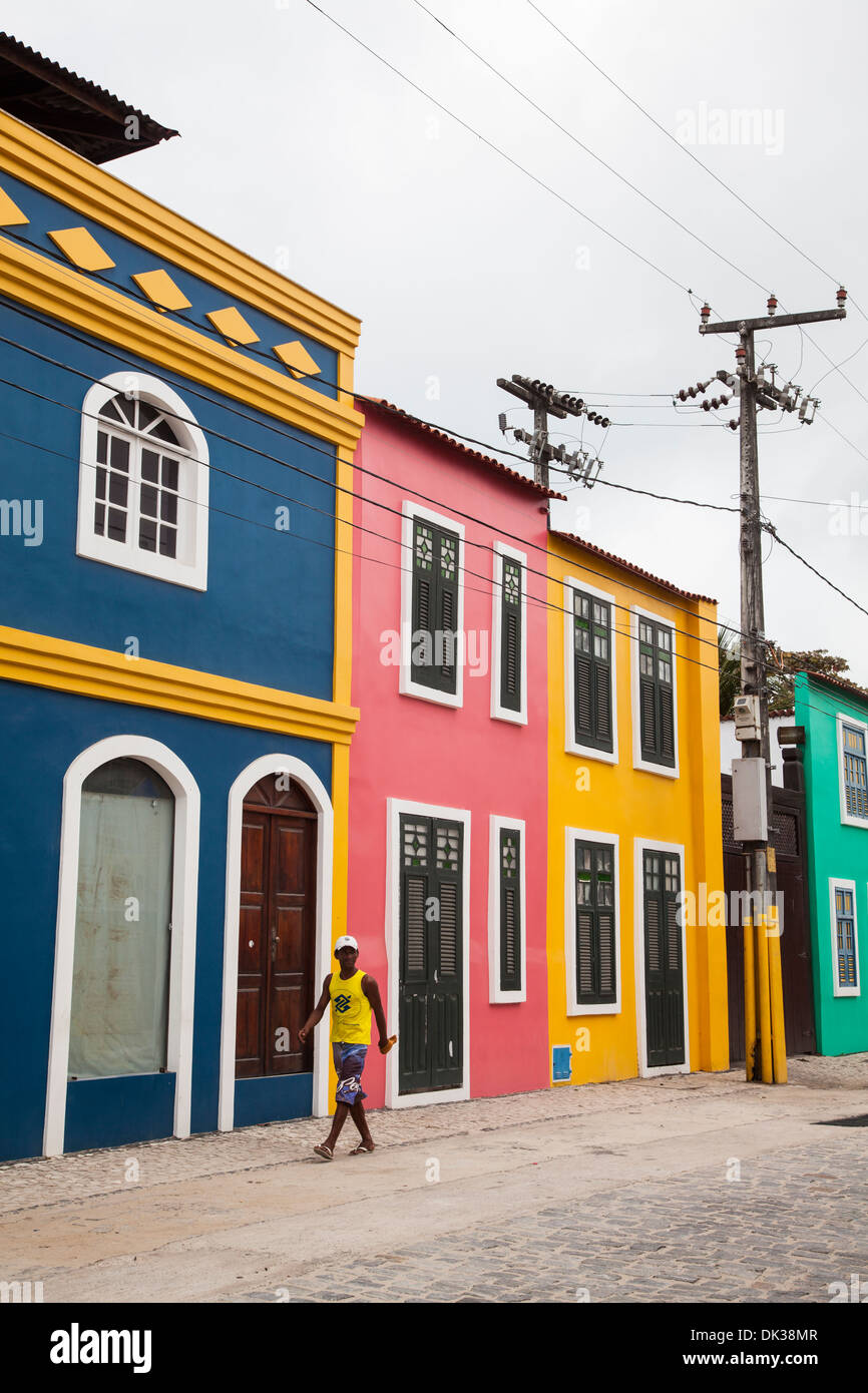 Coloridas casas de Iracema, en Fortaleza, Brasil. Foto de stock