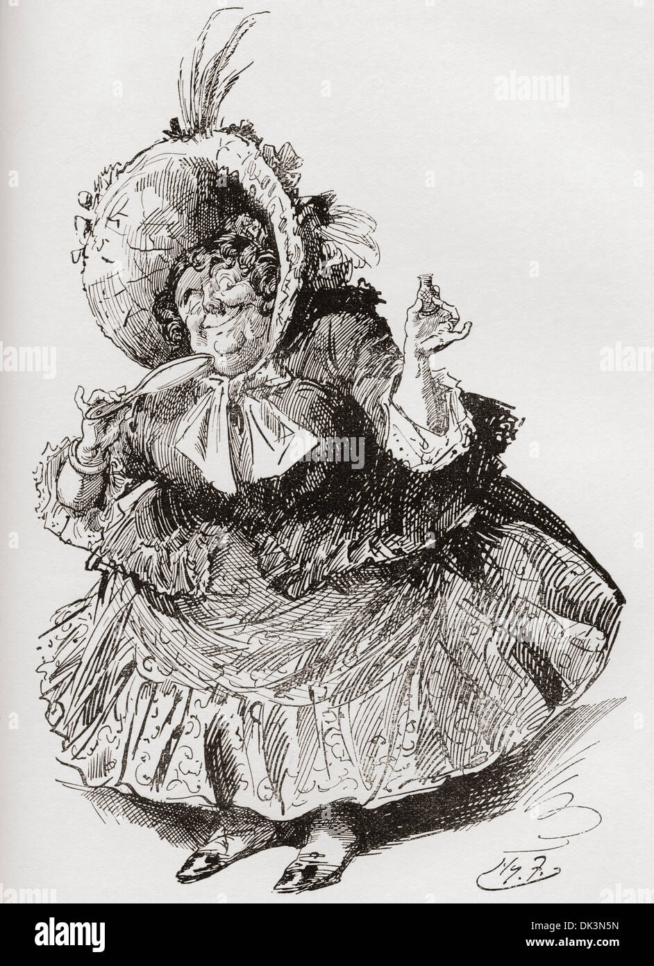Miss Mowcher. Ilustración por Harry Furniss de la novela de Charles Dickens David Copperfield. Foto de stock