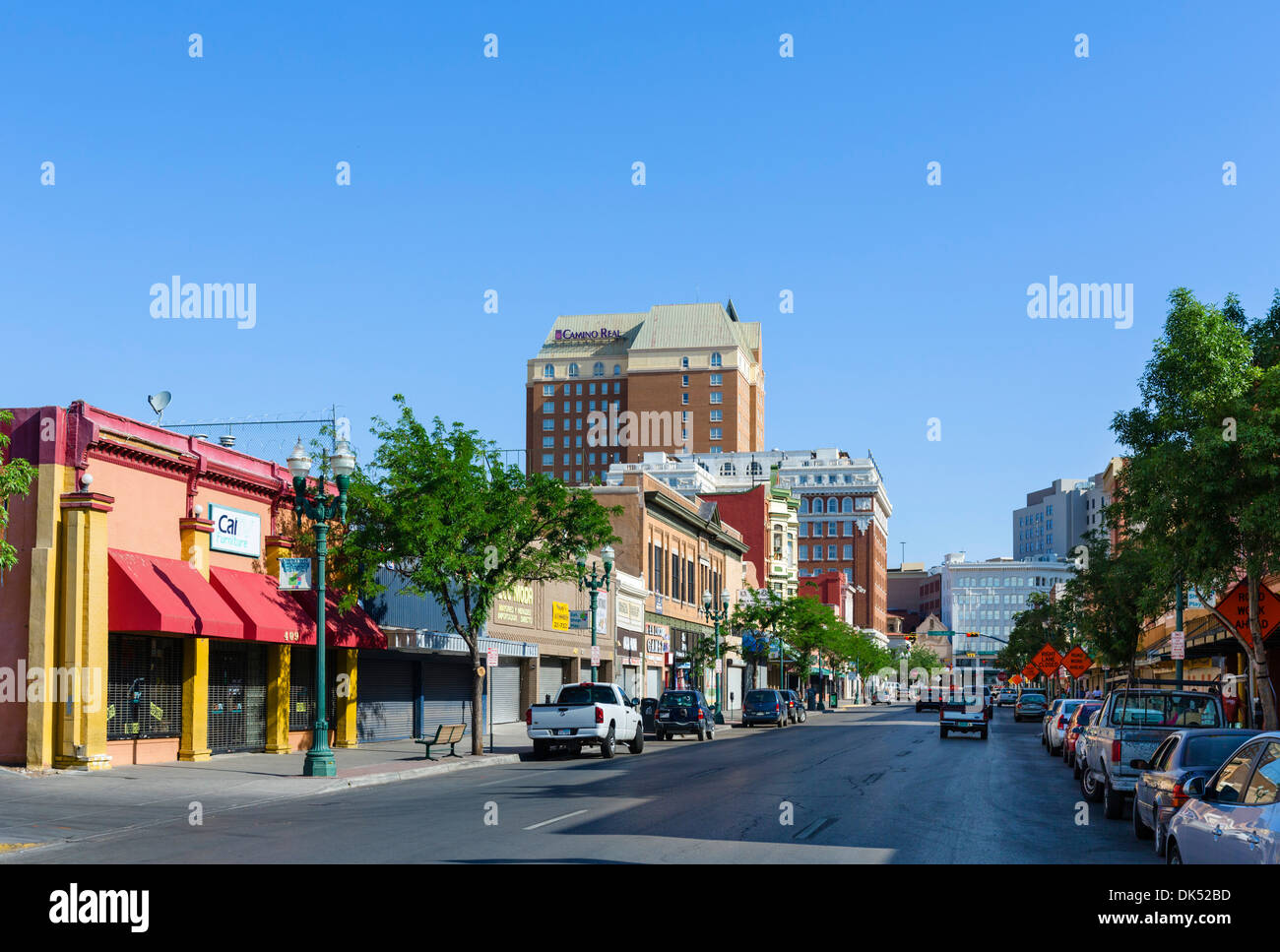 Sur El Paso Street en el centro de El Paso, Texas, EE.UU. Foto de stock