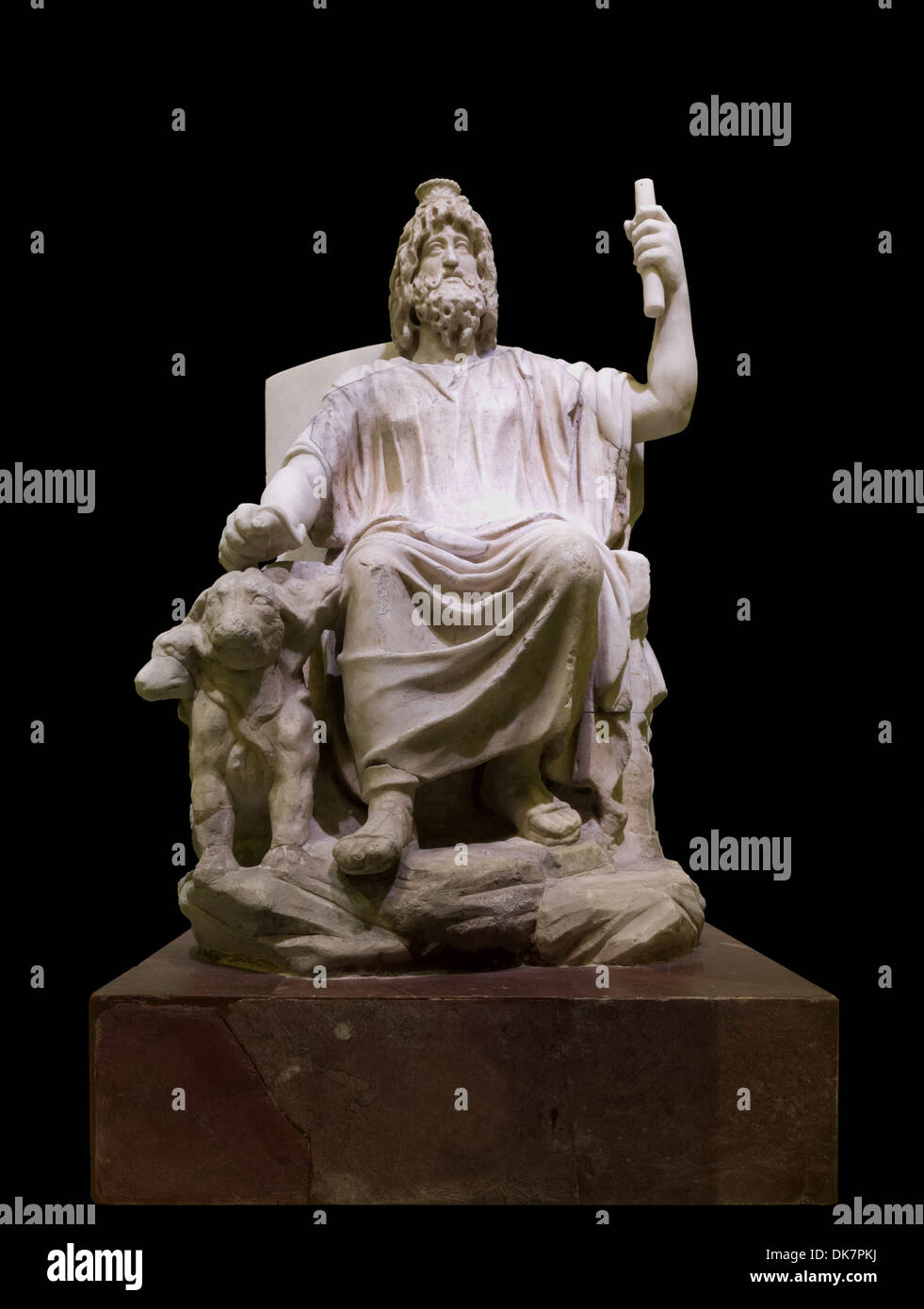 Estatuilla de mármol de Serapis, siglo iv, Musei Vaticani, exposición temporal en el Coliseo, Roma, Italia. Foto de stock
