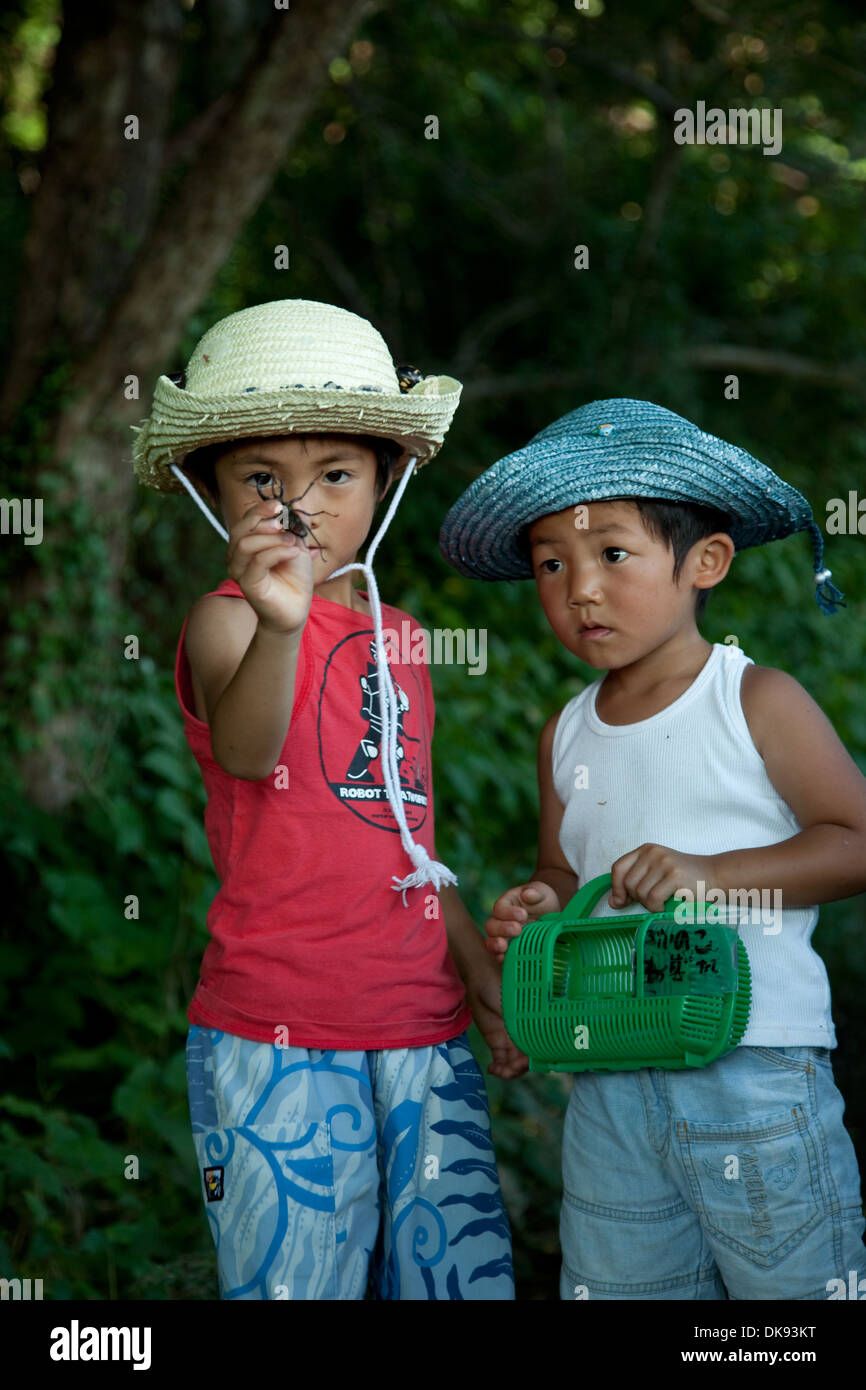 Los niños japoneses en el campo Foto de stock