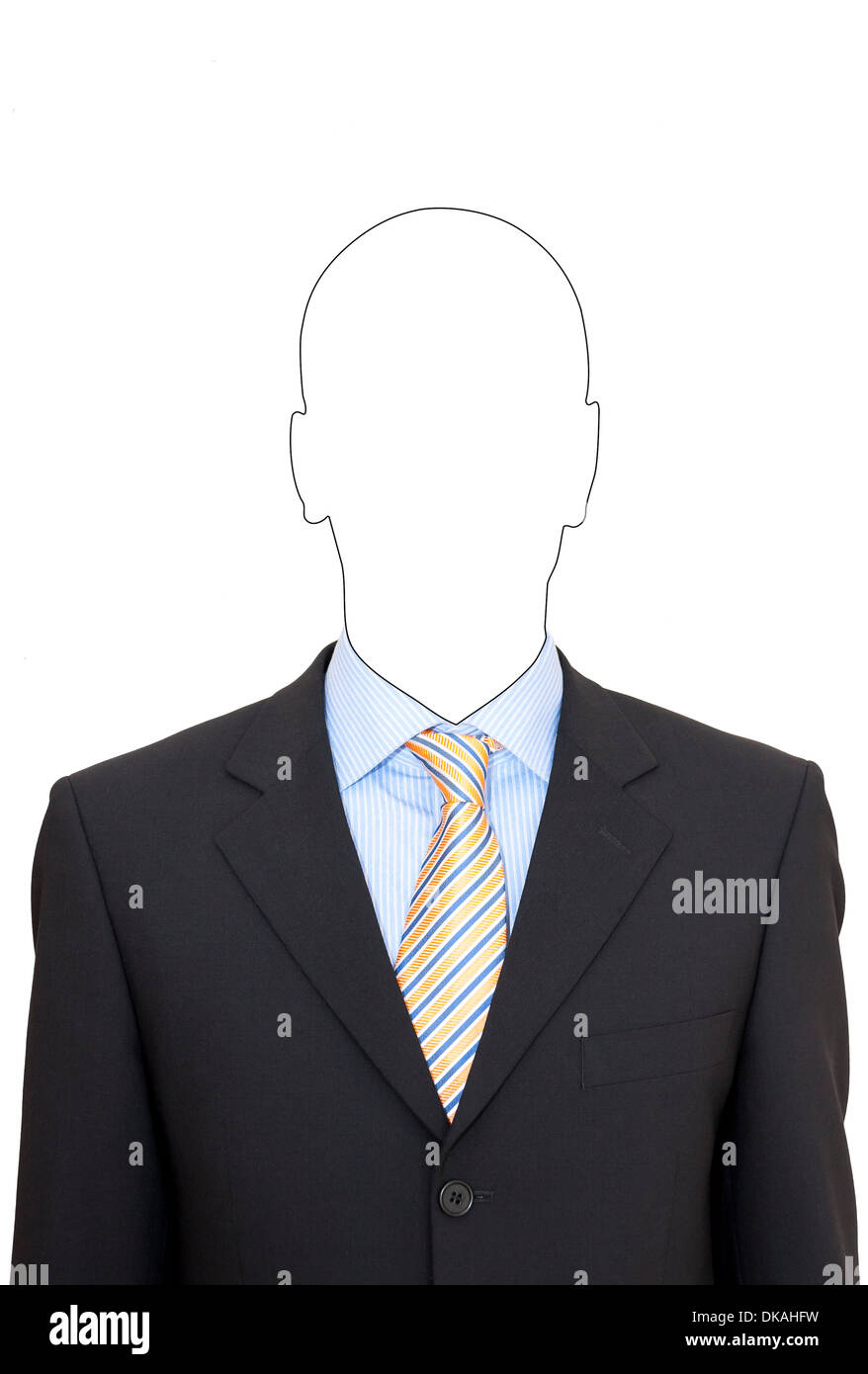 Negocios sin rostro hombre vestido con traje negro, camisa azul y una  corbata a rayas de color amarillo Fotografía de stock - Alamy