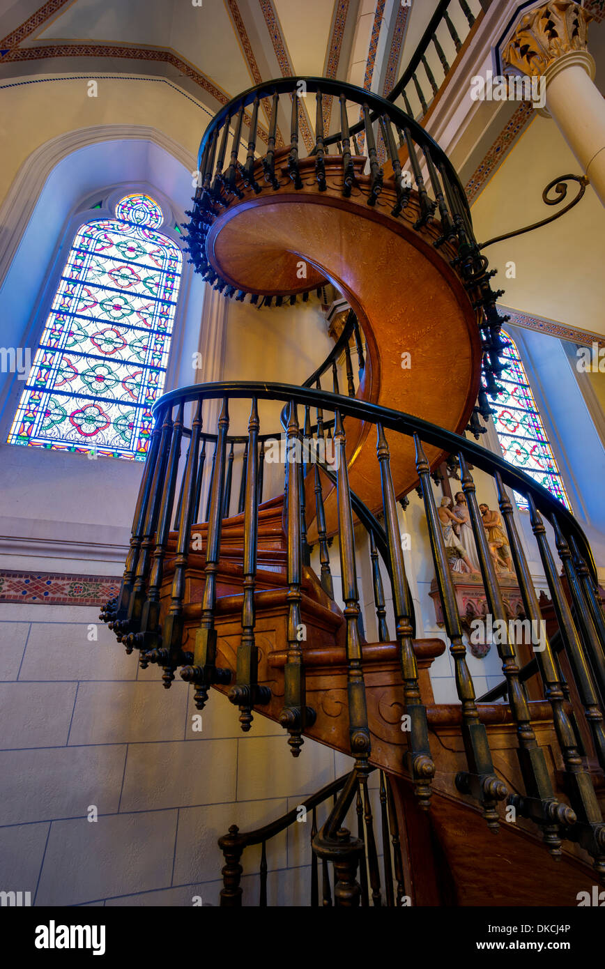 Escalera de caracol en la capilla de Loreto. Santa Fe, Nuevo México Foto de stock
