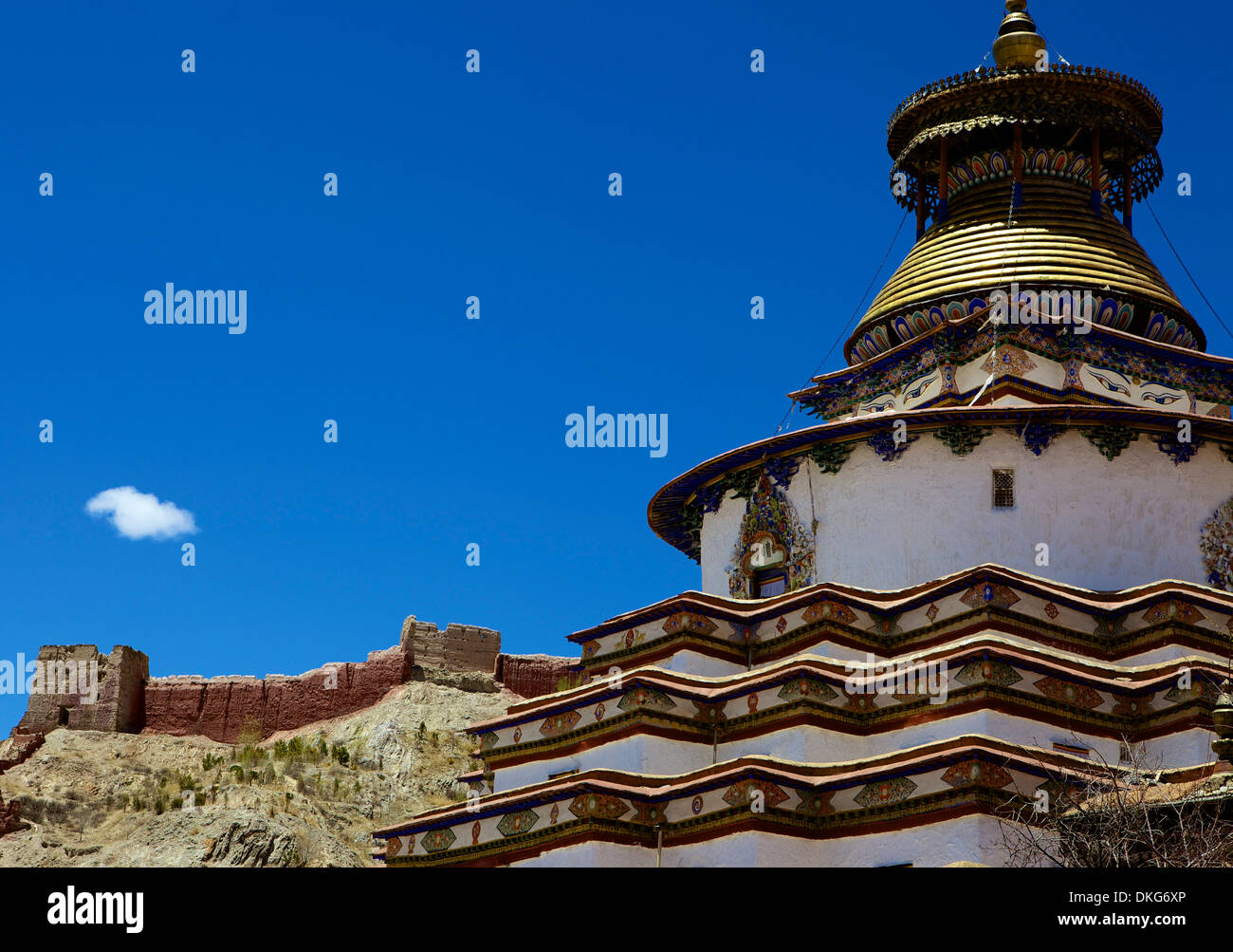 La Stupa (chorten Kumbum) en el monasterio de Palcho Gyantse, Tíbet, China, Asia Foto de stock