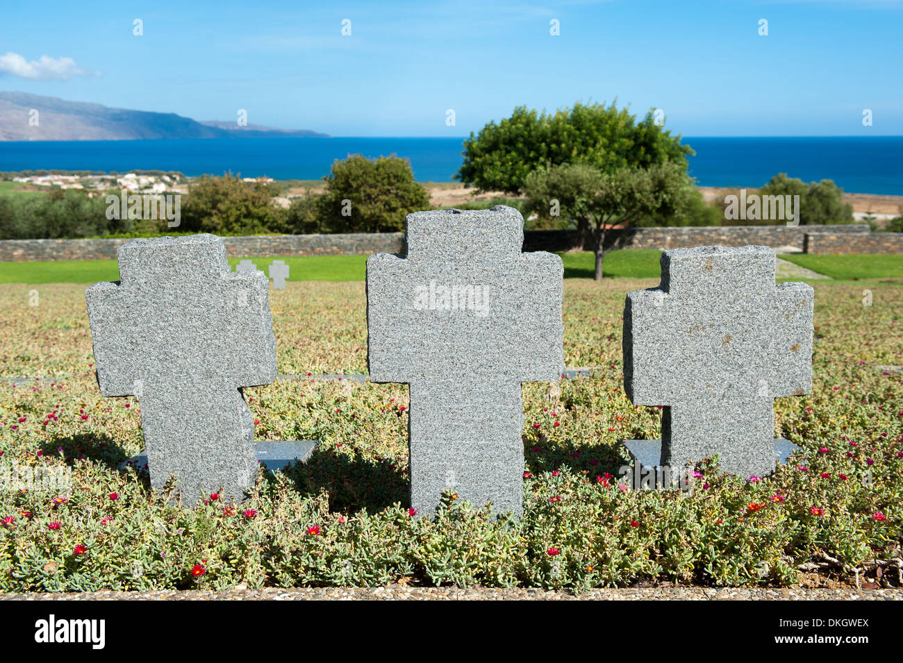 El cementerio de guerra, Maleme, unidad regional de Chania, en Creta, Grecia Foto de stock