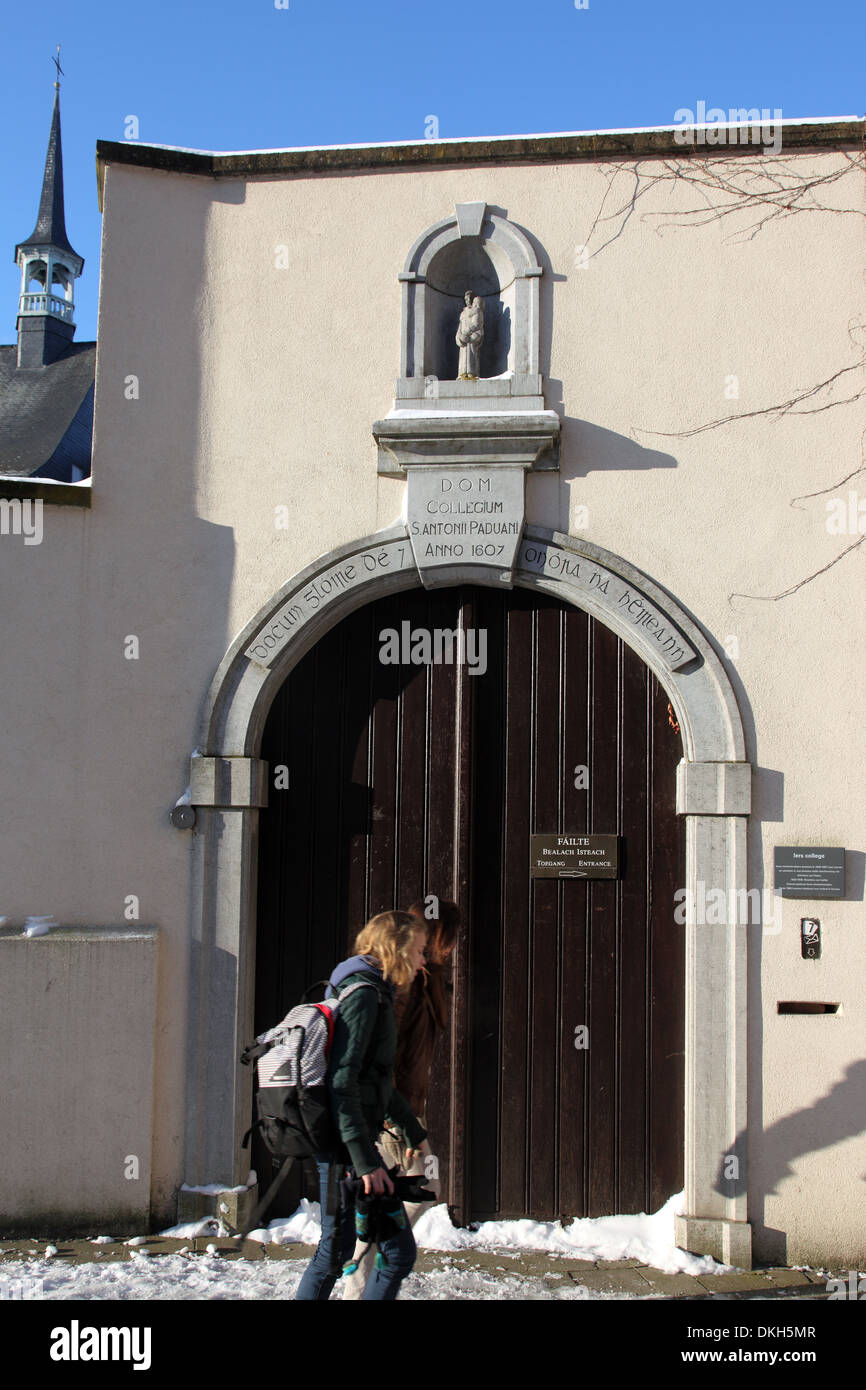 El Colegio irlandés, establecido en 1607, Lovaina Bélgica Foto de stock