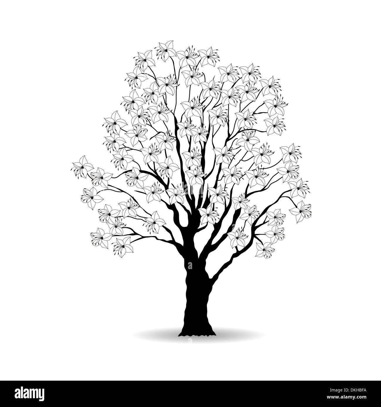 árbol con flores blancas Imágenes de stock en blanco y negro - Alamy