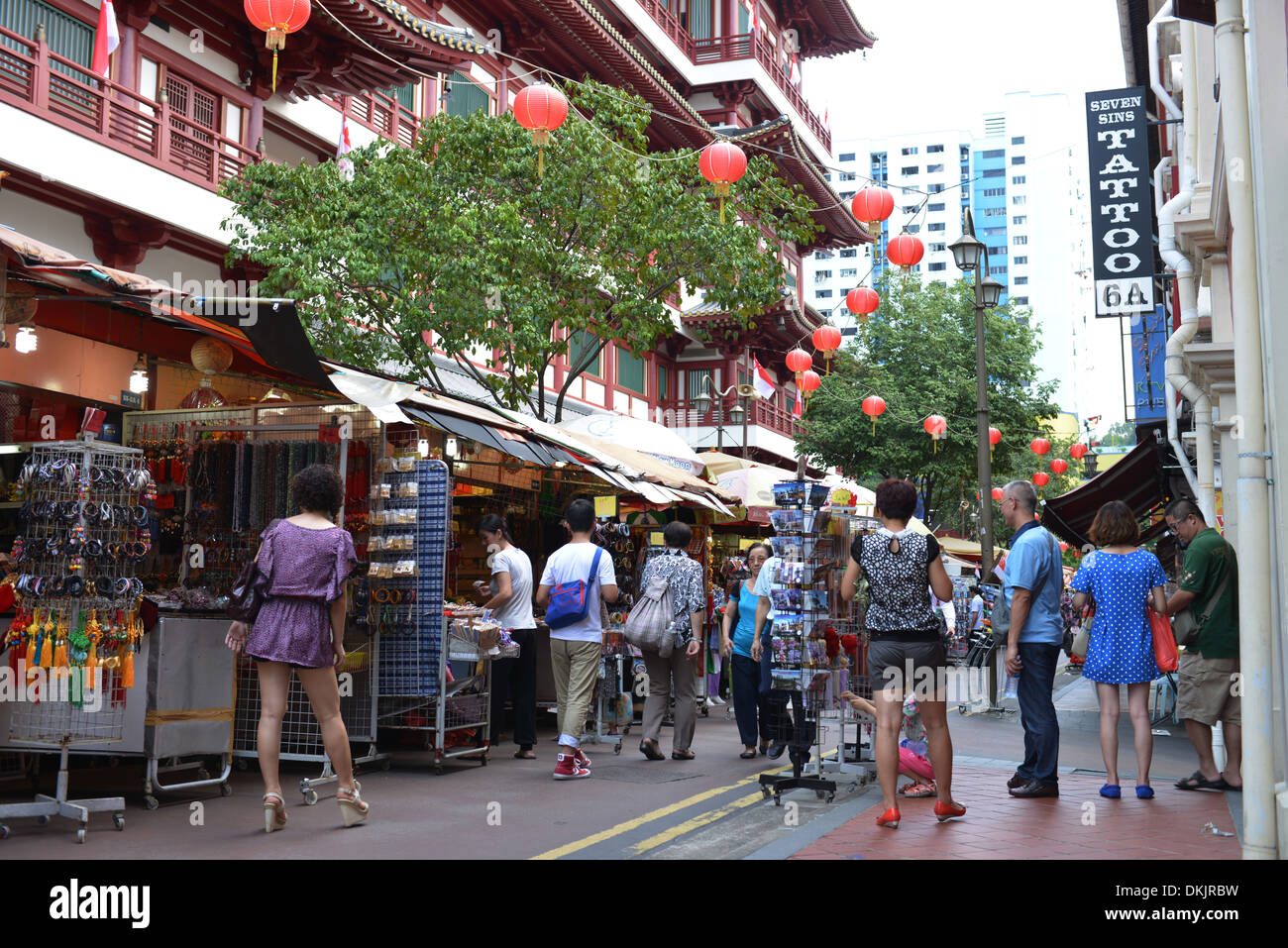 Sagú Street, Chinatown, Singapur Foto de stock