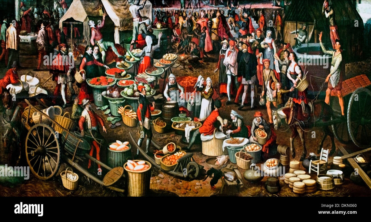 Marktszene - escena del mercado por Pieter Aertsen Holanda Holandesa 1508-1575 Foto de stock
