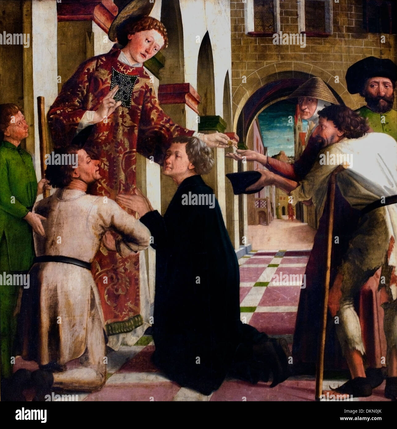 Almosenspende des HL Lawrence - limosna de San Lorenzo de Michael Pacher 1435-1498 alemán Alemania Foto de stock