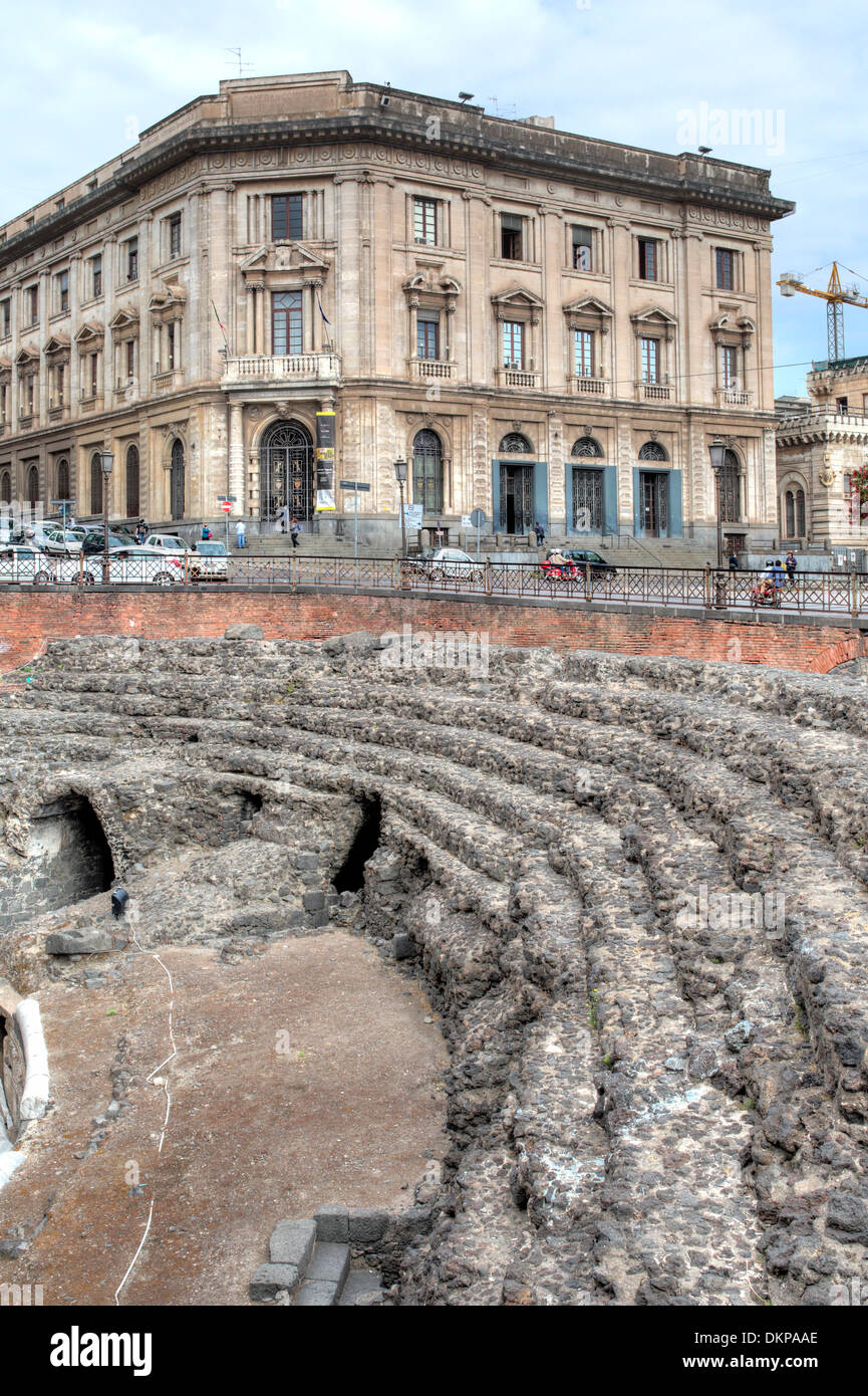 Anfiteatro Romano, Catania, Sicilia, Italia Foto de stock