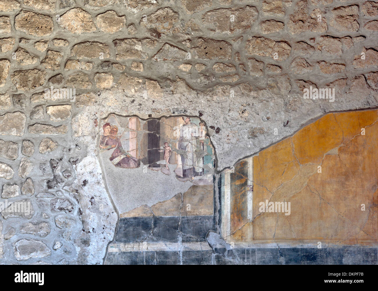 La pintura mural, antigua casa del poeta trágico, Pompeya, Campania, Italia Foto de stock