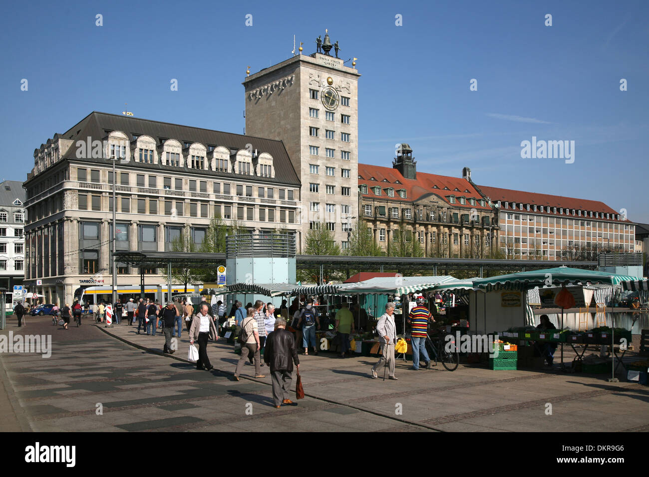 Sachsen Leipzig Augustus Plaza del mercado Foto de stock