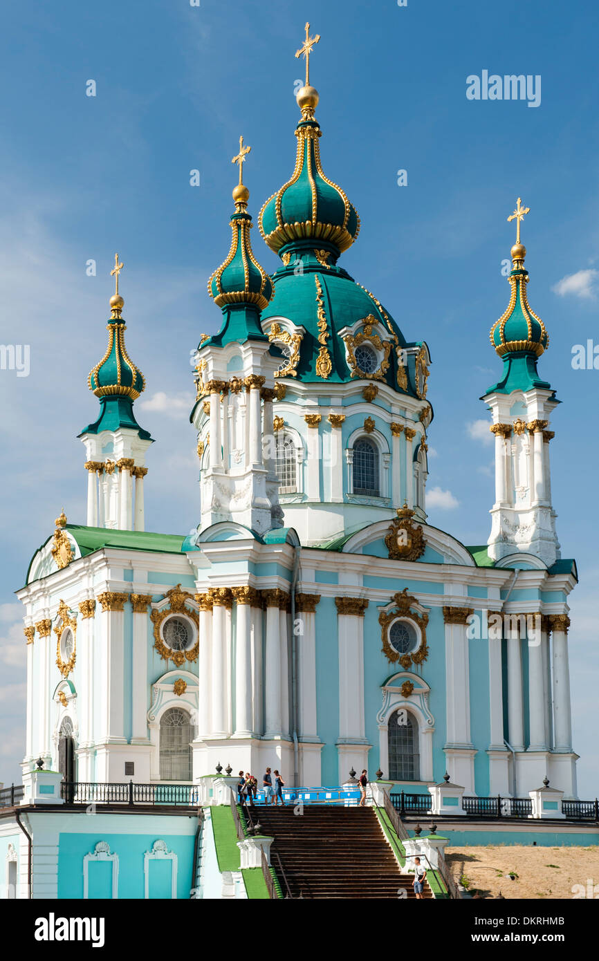 La Iglesia de San Andrés en Kiev, capital de Ucrania. Foto de stock