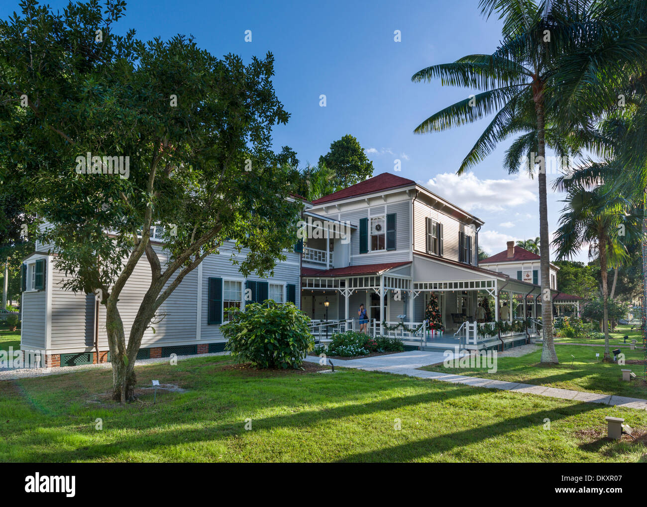 Seminole Lodge, Thomas Edison's winter home, Edison y Ford Winter Estates, Fort Myers, Florida, EE.UU. Foto de stock