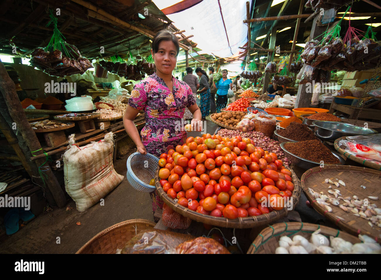 El mercado a Pyin Oo Lwin, Highland, Shan de Myanmar (Birmania) Foto de stock