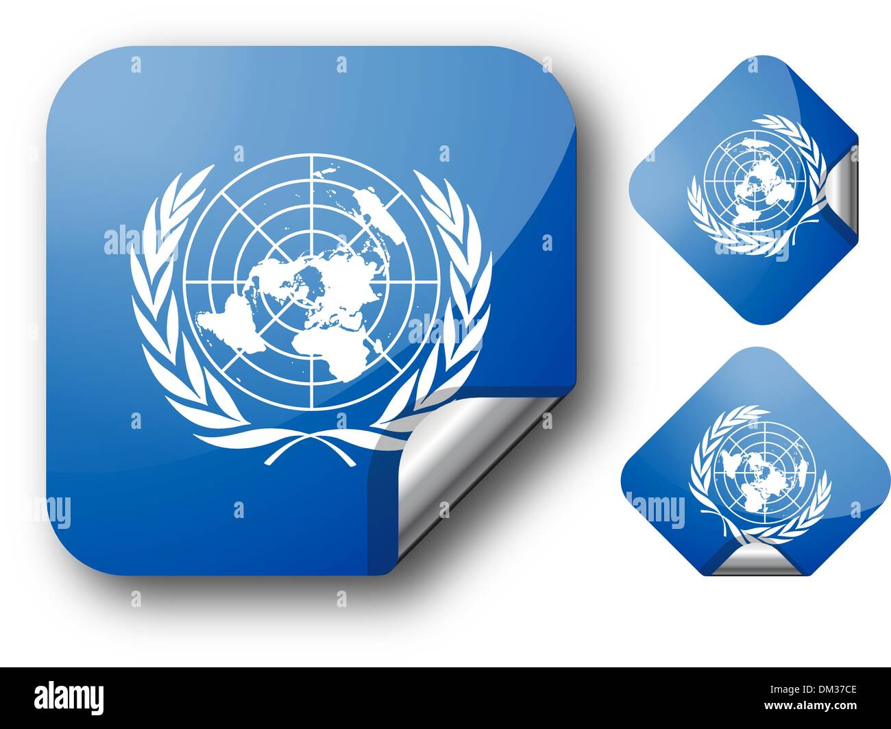 Pegatina con la bandera de la ONU Ilustración del Vector