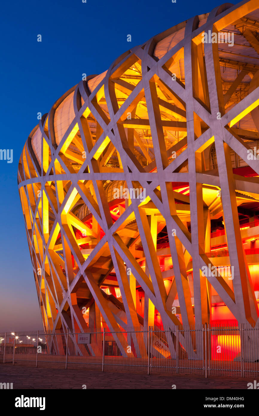 Bird's Nest Stadium, Beijing, estadio nacional de Pekín, Estadio Olímpico Nacional, PRC, República Popular de China, Asia Foto de stock