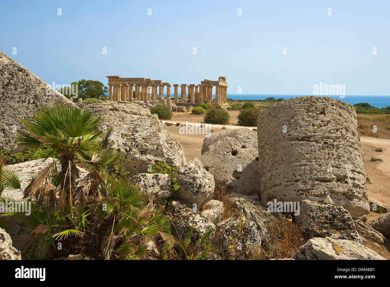 Sicilia Italia Italia del Sur de Europa isla templo de Hera Selinunt templo construcción arquitectura historia Foto de stock
